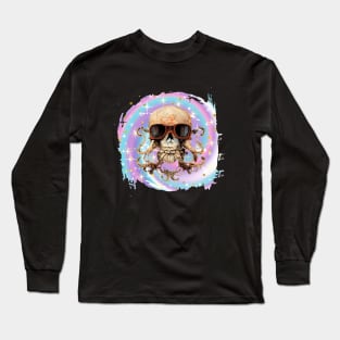 Octopus Skull on Pastel Galaxy Background Long Sleeve T-Shirt